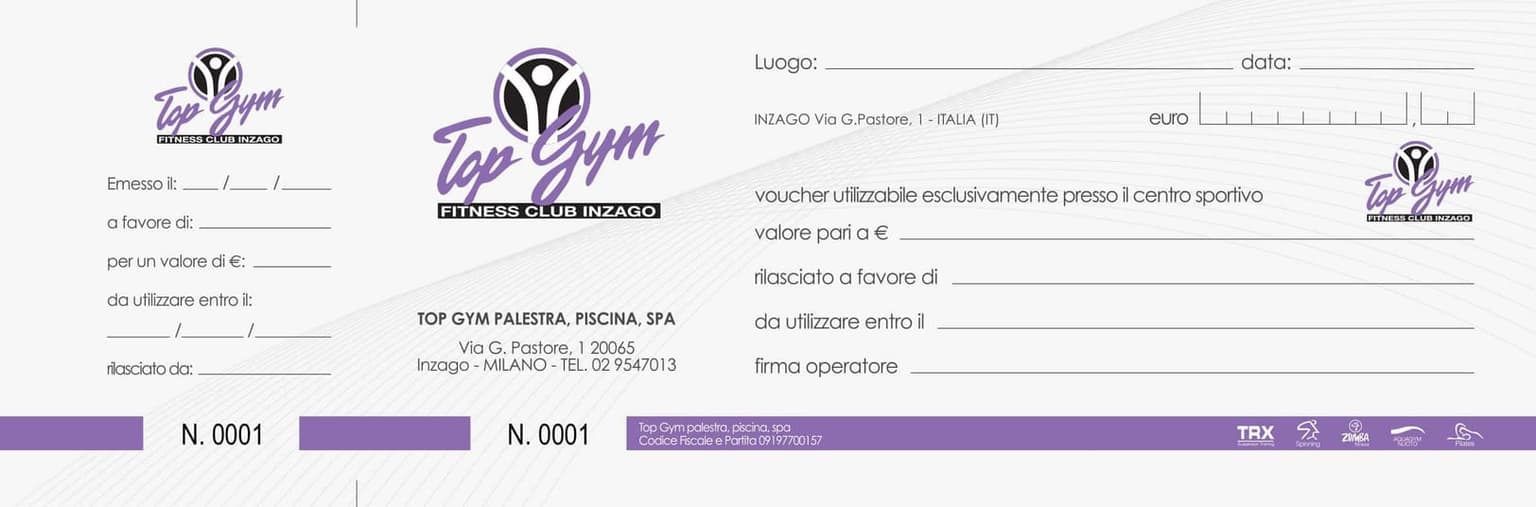 Fac-simile voucher cashback di Top Gym
