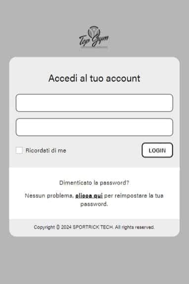 Schermata iniziale web app prenotazioni