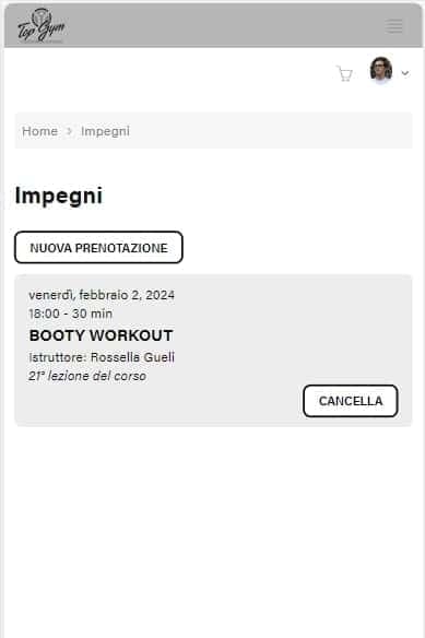 Schermata di verifica delle prenotazioni attive