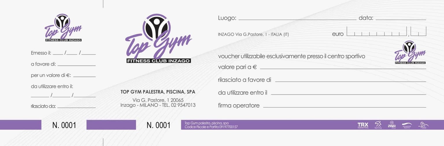 Fac-simile voucher cashback di Top Gym